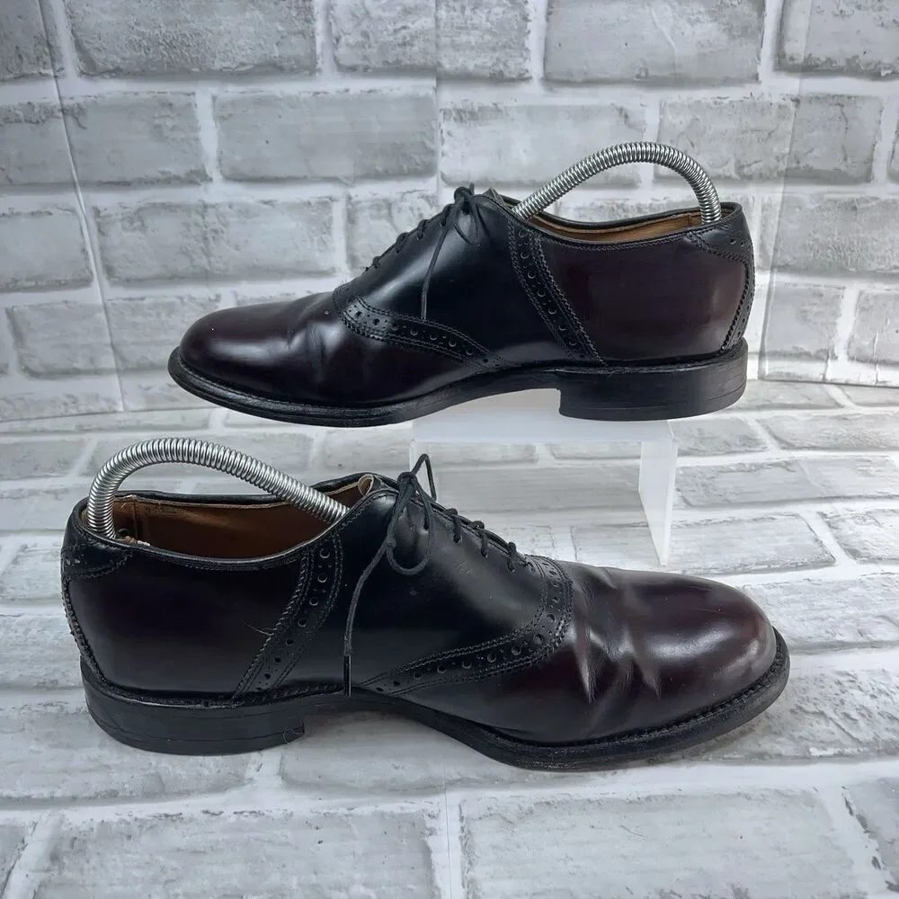 Allen Edmonds Shelton Men's Size 9 D 2-Tone Black and Burgundy Oxfords Shoes